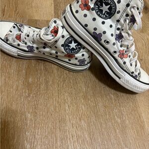 Converse Kids High-Tops - White with Red and Purple Floral
